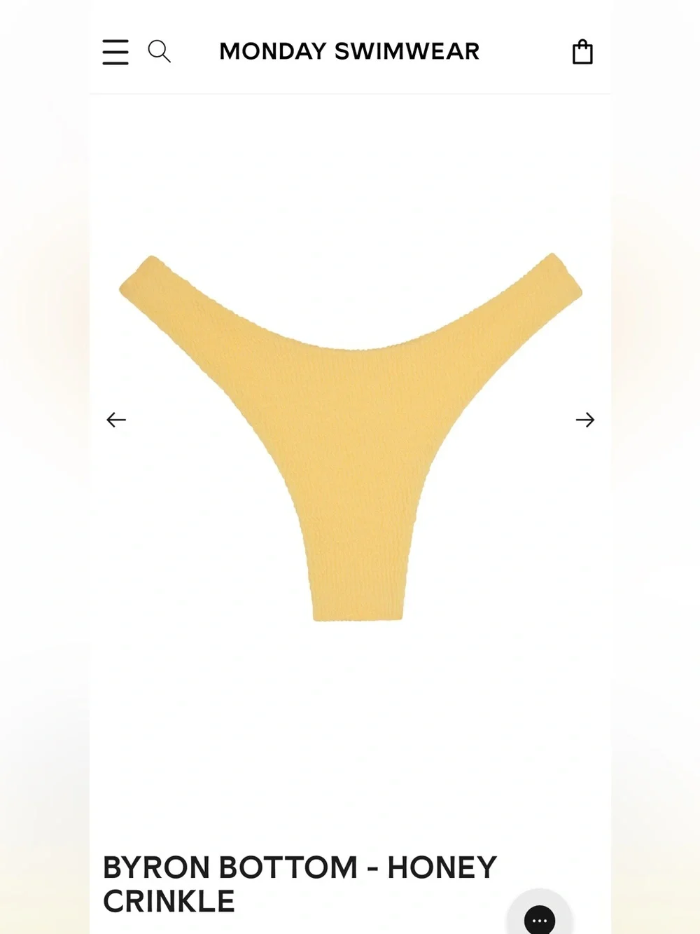 Monday Swimwear Byron Bottom Honey Crinkle Small